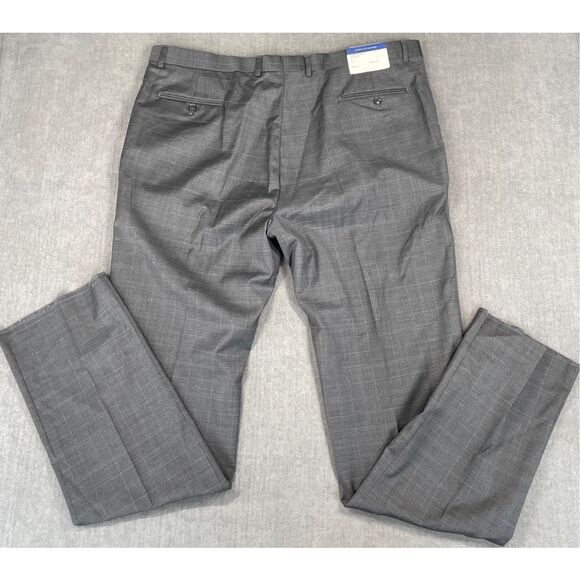 Tommy Hilfiger Dress Pants Men Gray 44 Unhemmed Windowpane Plaid Tailored Fit - Picture 7 of 9